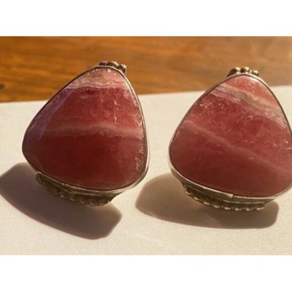 NAVAJO MASTER SILVERSMITH Tommy Jackson Earrings & Necklace Set | Rhodochrosite - Picture 8 of 8